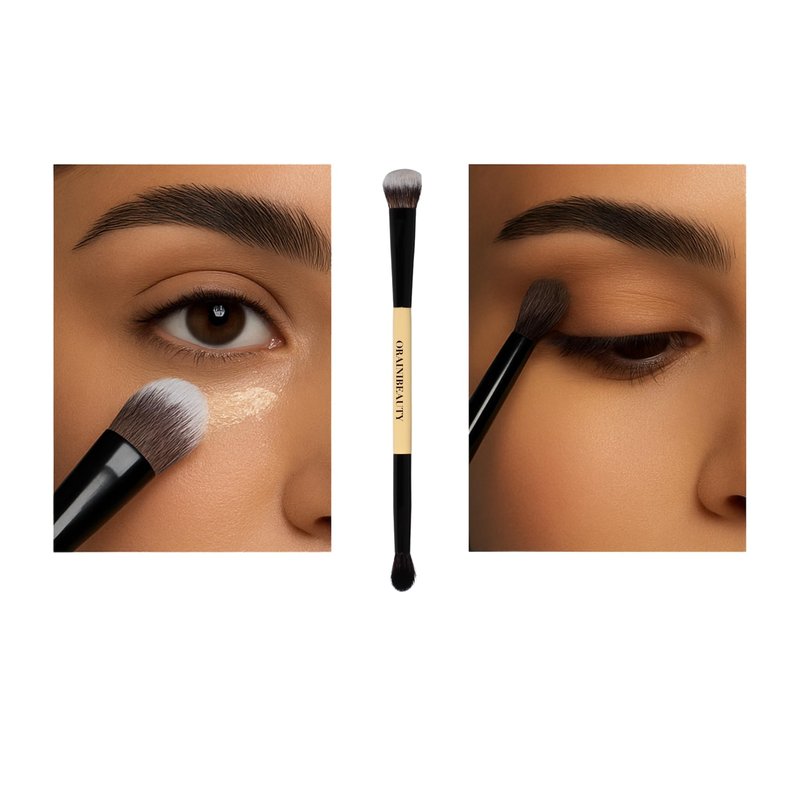 ORAINIBEAUTY Dual-Ended Concealer Brush - 2-in-1 Under Eye Blending & Eyeshadow Tool - Angled Buffing End for Seamless Contour & Tapered Precision Tip for Hard-to-Reach Areas - Vegan & Cruelty-Free