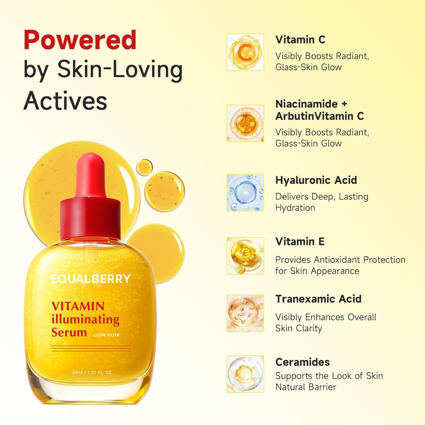 Vitamin C Face Serum - Brightening Niacinamide & Hyaluronic Acid for Dark Spots | Hydrating Glow, 1.01 fl oz