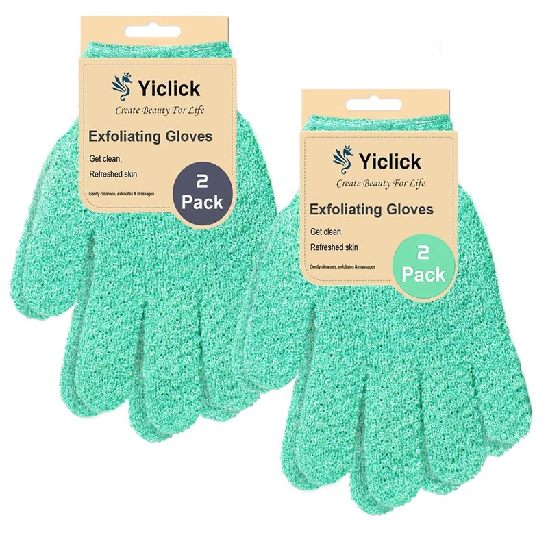 Yiclick Heavy Exfoliating Gloves, Exfoliating Body Scrubber for Bath Shower Exfoliation, Body Scrub Exfoliator for Dead Skin Remover, Exfoliate Sponge Loofah Washcloth Mitt Men Women