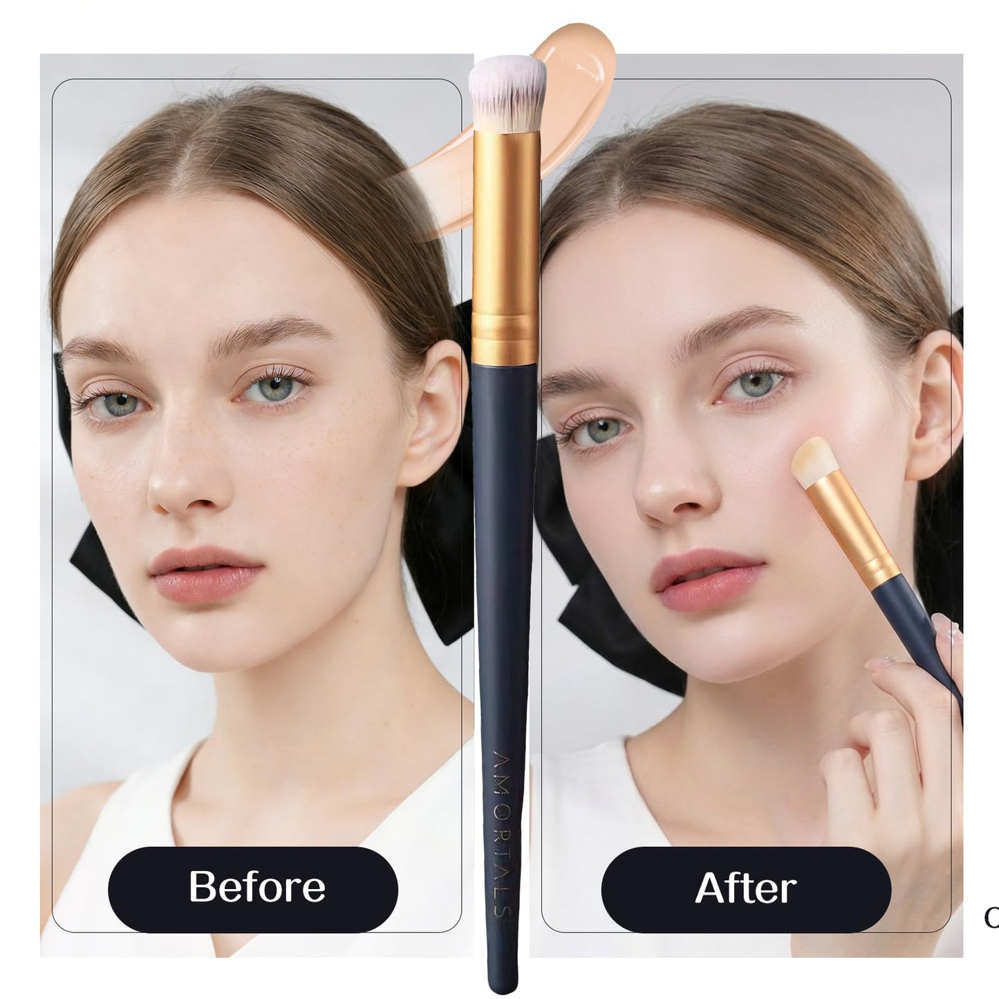 Under Eye Concealer Brush, Precision Round Head Makeup Brush for Dark Circles, Blemishes & Tear Troughs, Seamless Blending with Premium Synthetic Bristles