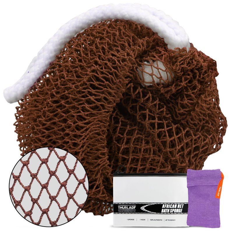 African Net Sponge, Exfoliating Body Scrubber for Cleansing & Gentle Exfoliation, Stretchable Bath Sponge for Hard-to-Reach Areas, African Body Care Daily Use Shower Essentials, with 1 Soap Saver Bag