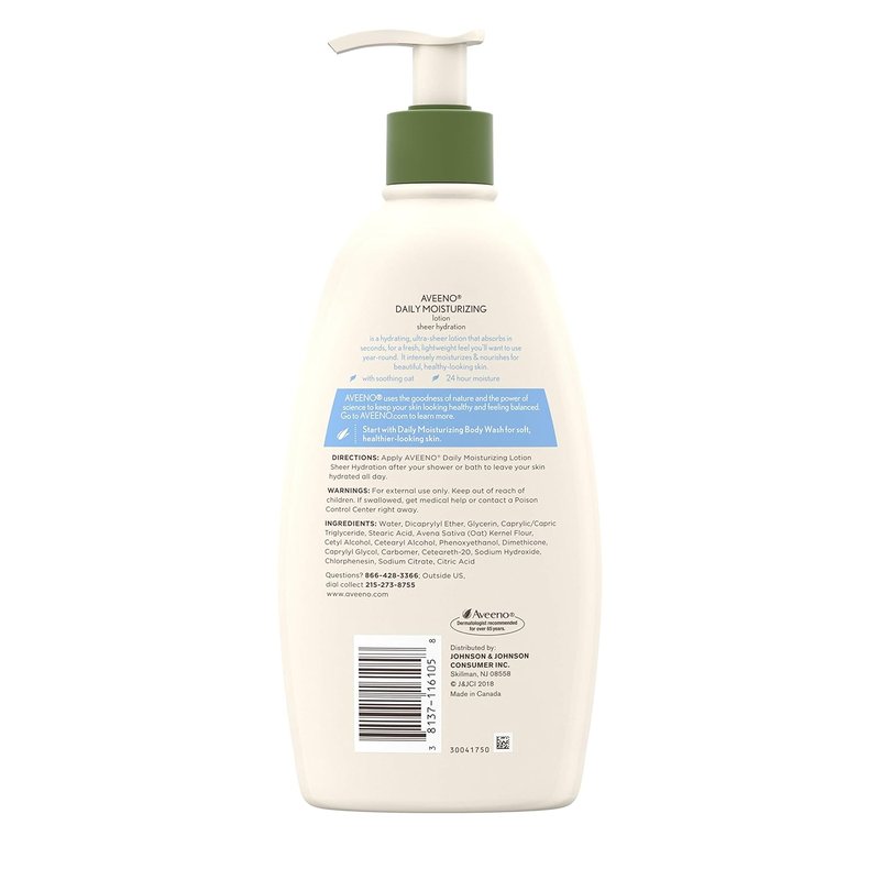 Aveeno Sheer Hydration Daily Moisturizing Lotion - Lightweight, Fast-Absorbing Formula for Dry Skin | 18 fl. oz