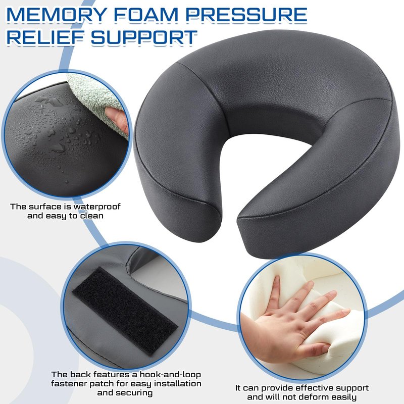 Qunclay Adjustable Massage Headrest for Bed, Portable Mattress Massage Face Cradle with Soft Pillow Cushion, Face Down Pillow After Eye Surgery for Professional and Home Use(Grey)