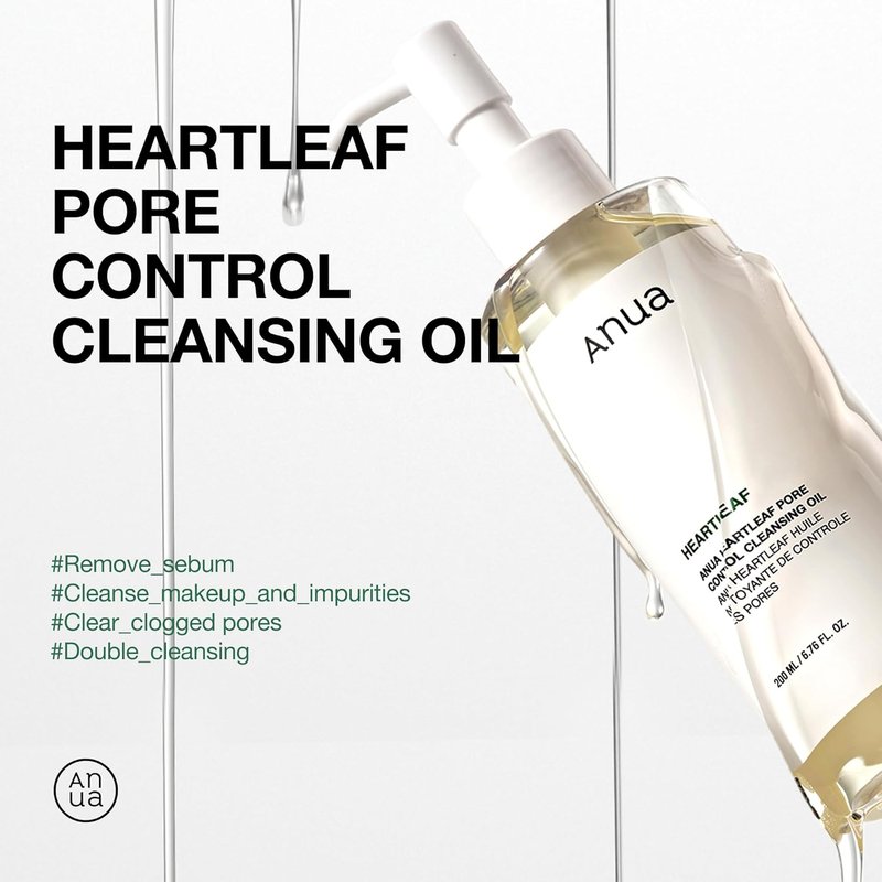 ANUA Double Cleansing Duo - Heartleaf Pore Control Oil & Quercetinol Foam | Korean Skincare for Makeup Removal & Blackhead Care