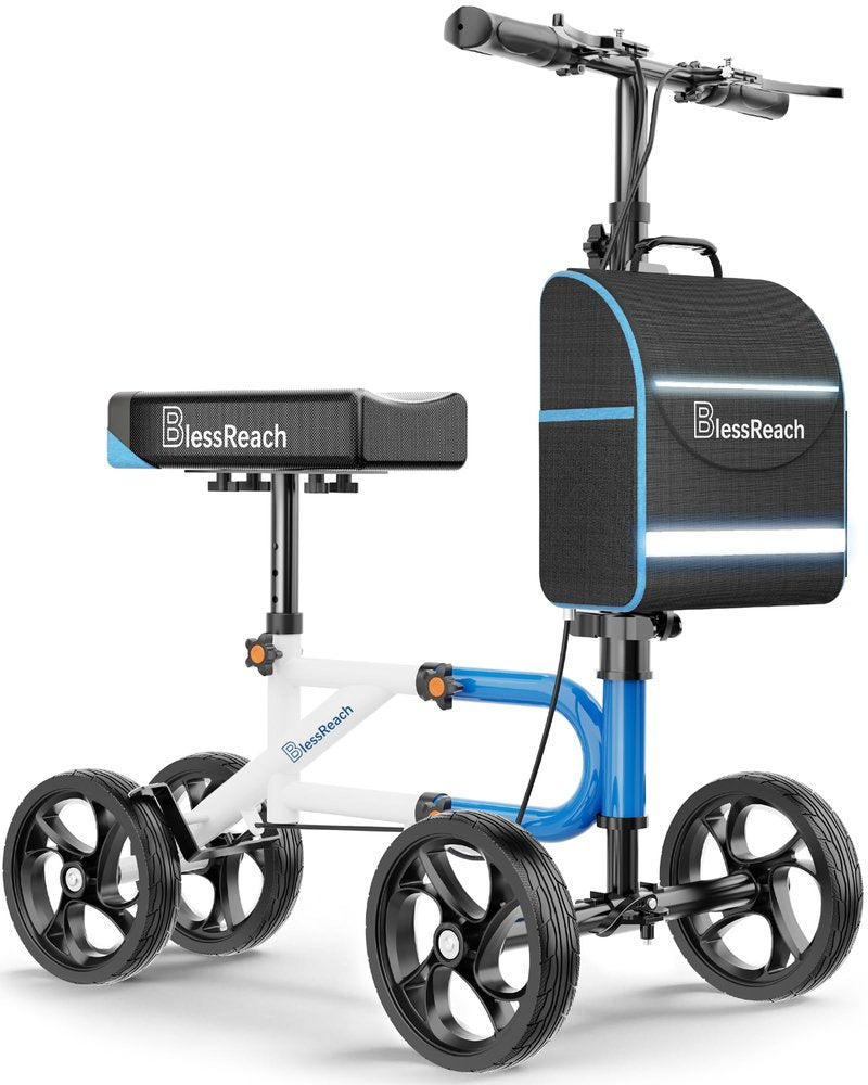 Knee Scooter，Knee Scooter for Adults for Foot Surgery，Knee Walker for Foot Injuries Compact Crutch Alternative with Dual Braking System (Blue)