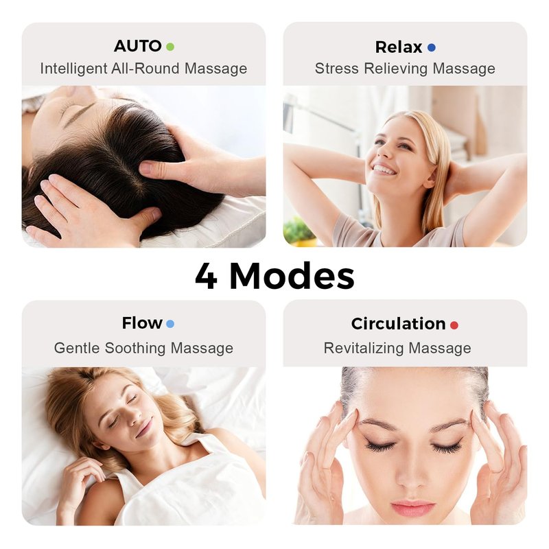 comrelax Head Massager for Headaches, Eye Massager with Heat, Electric Rechargeable Head and Eye Massage Tool for Stress Relief, Migraine Relief Massager for Forehead, 6 Zone Kneading