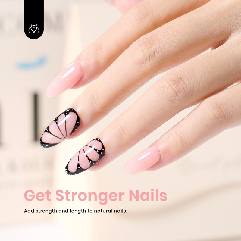 Beetles Builder Gel for Nails-Starlit Nude 8 in 1 Nail Thickening Strengthening Building Apex for Beginner DIY Salon at Home,Shimmer Pink Builder Nail Gel,UV & LED Lamp Cured Needed
