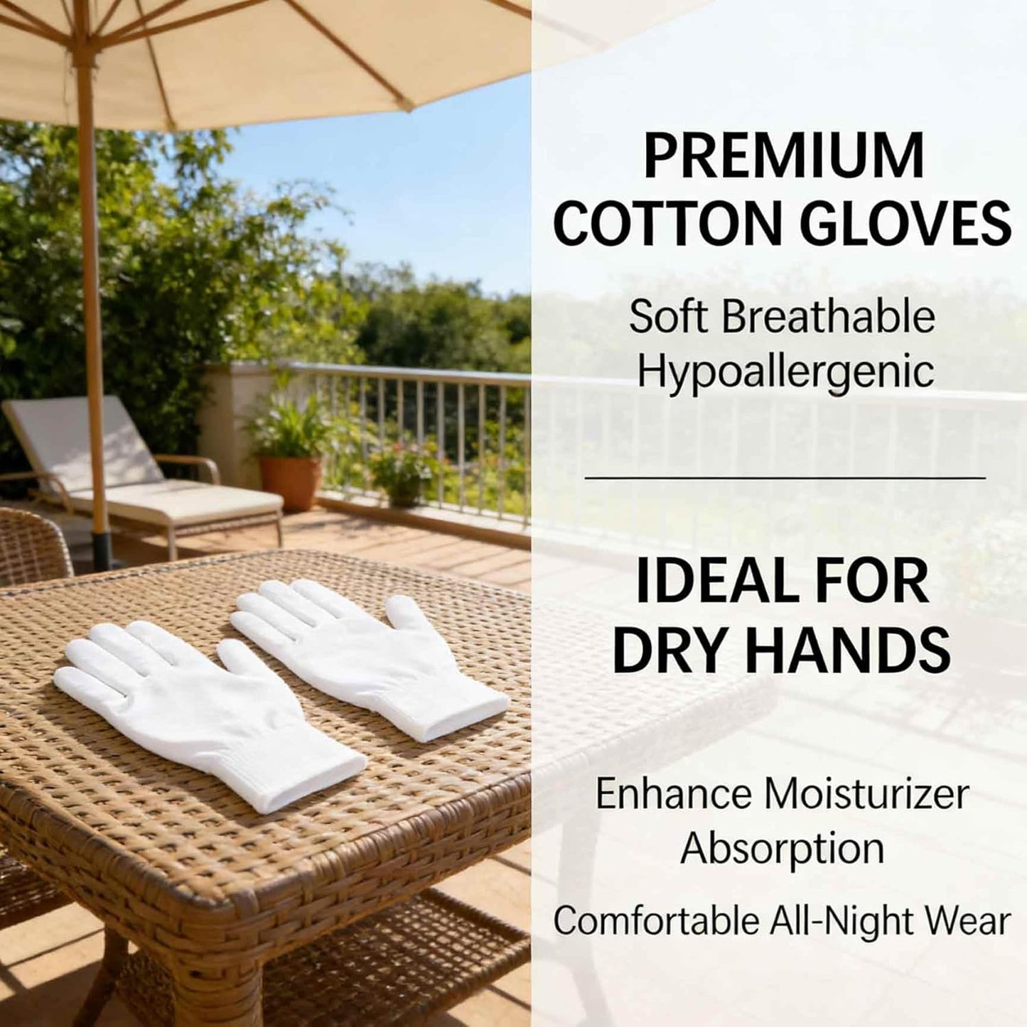 White Cotton Gloves for Dry Hands | Soft Sleep Gloves for Eczema & Moisturizing Overnight | 36 Pcs Set