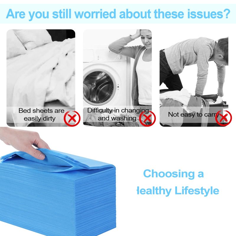 100Pcs Massage Table Cover 31''x71'' Waterproof Disposable Bed Sheets, Non-Woven Fabric Massage Table Sheets, Breathable Protector Bed Cover for Massage Therapy Tattoo Beauty Salon Hotels (Blue)