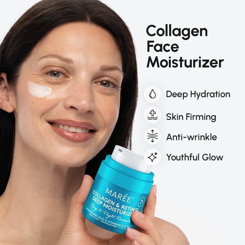 MAREE Retinol Face Moisturizer - Anti-Aging Cream with Collagen for Daily Use - Hydrating Facial Cream