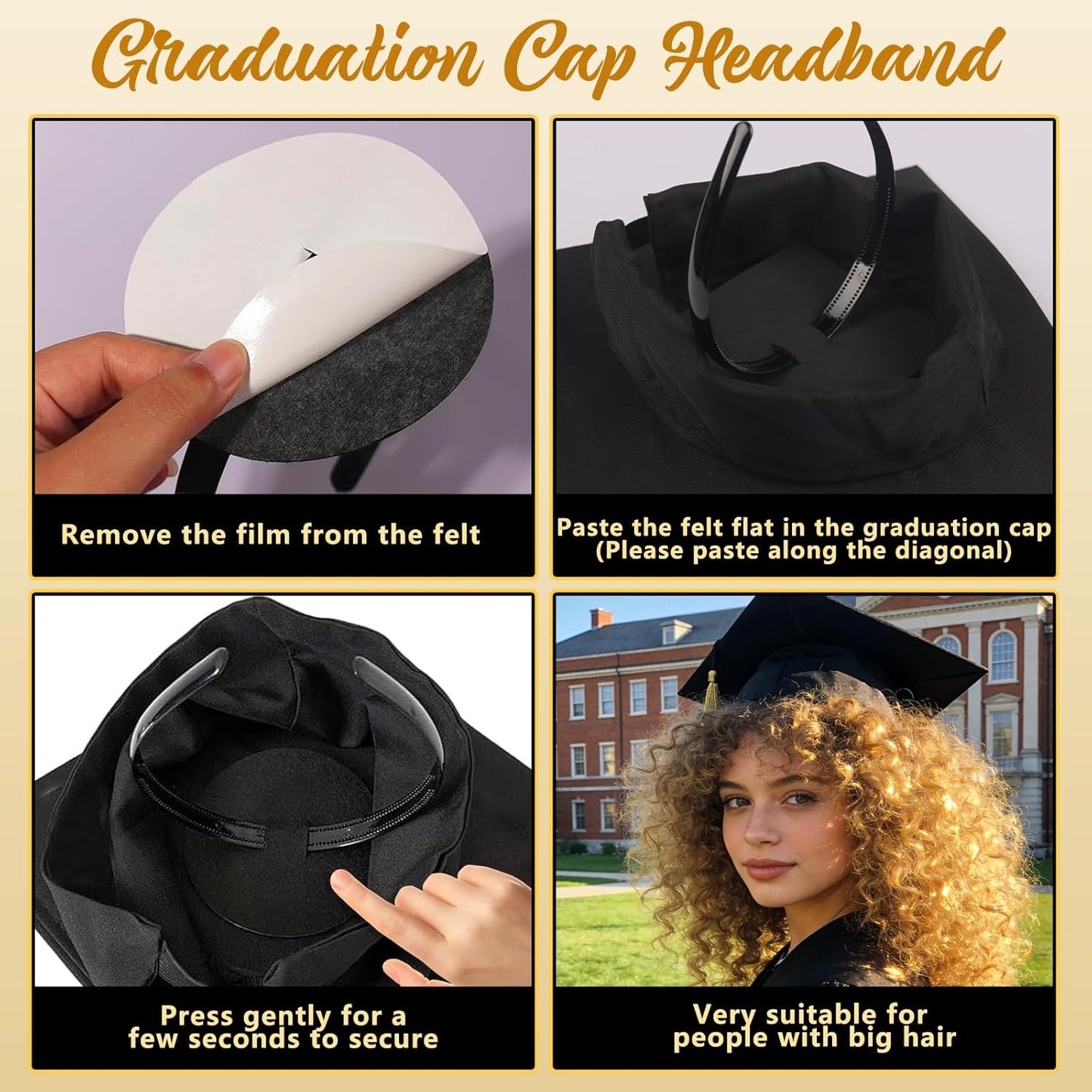 ZEYER Graduation Cap Headband Stabilizer Headband - Anti Slip Hair Band for Women, Hat Accessories for Graduates & Students