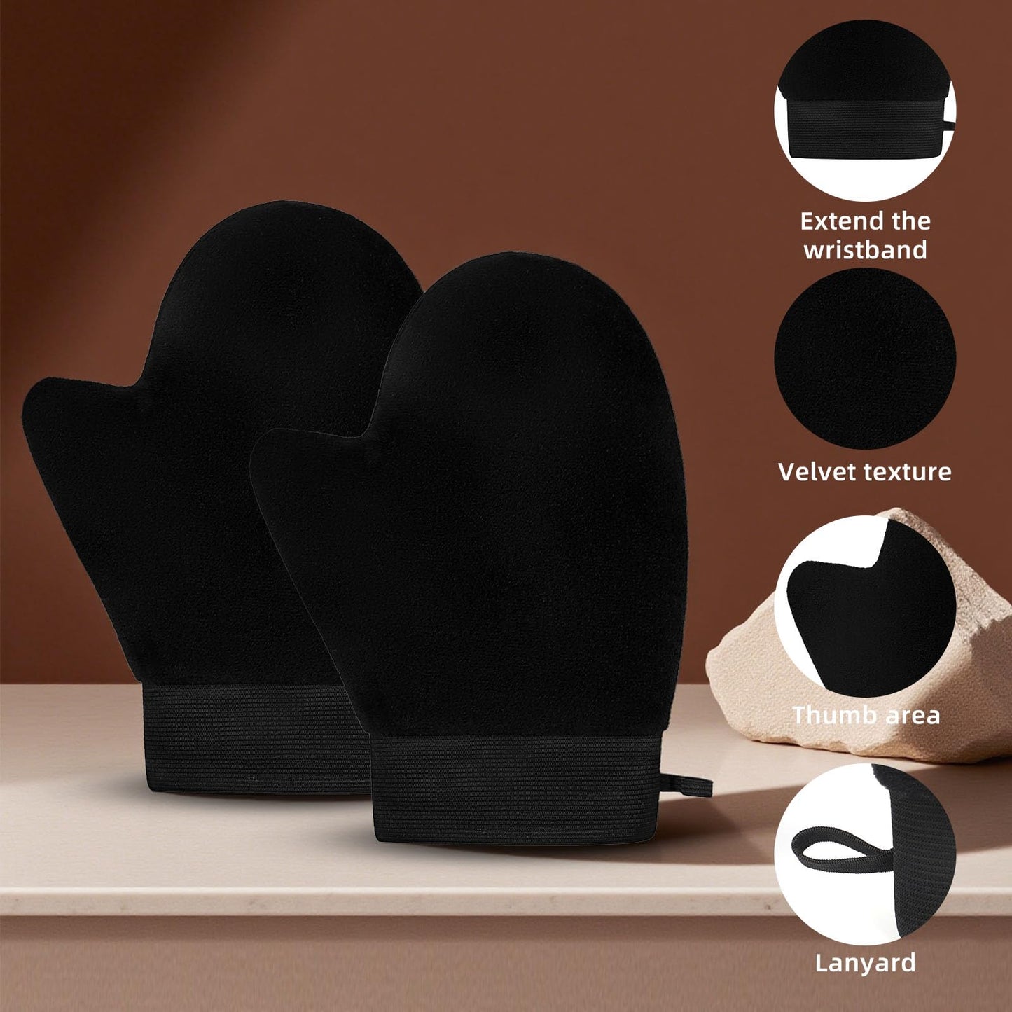 ÖkoStamm 2 Pack Self Tanning Mitt - Elastic Wrist Tanning Gloves Prevents Staining, Tanning Mitt Applicator for Tanning Mousse or Lotion