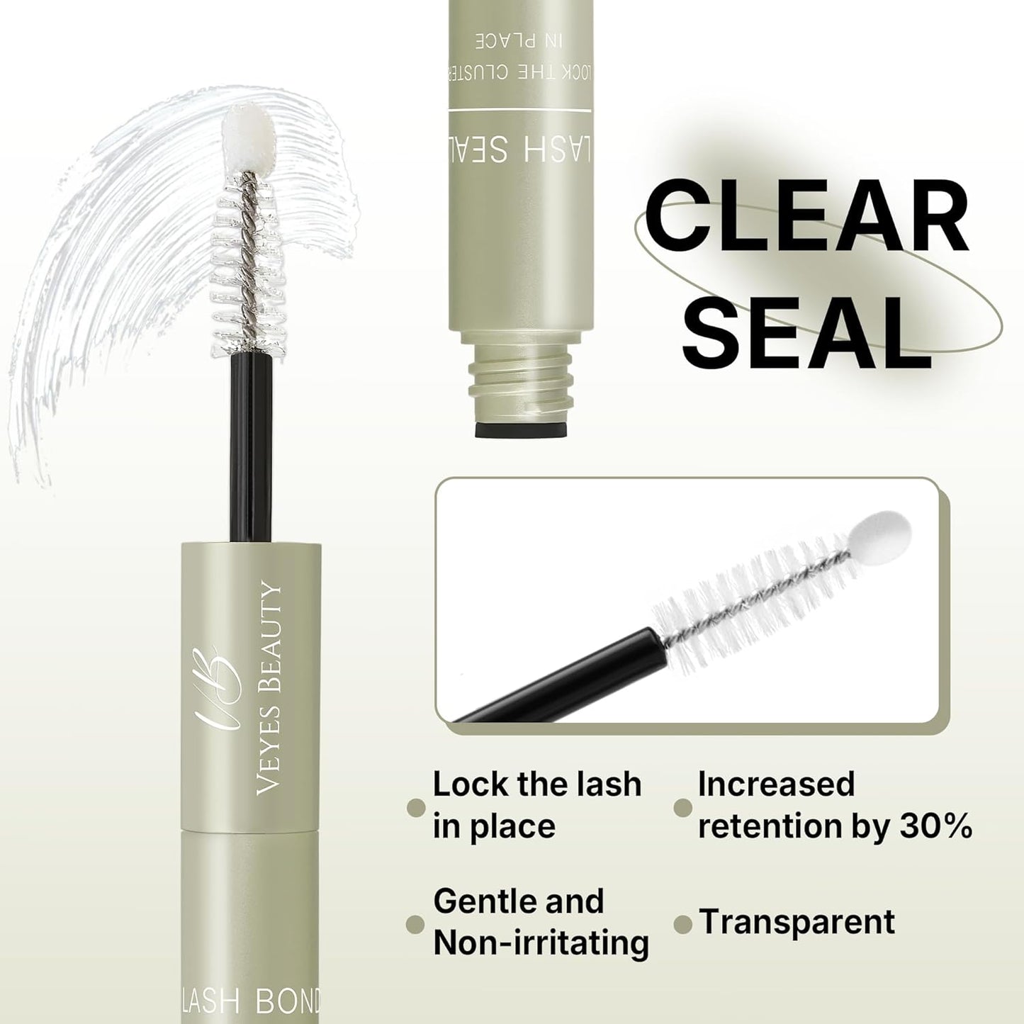 Veyesbeauty Lash Bond and Seal - Waterproof 2-in-1 Cluster Lash Glue for Long-Lasting Hold | 5ml + 5ml (White Bond)