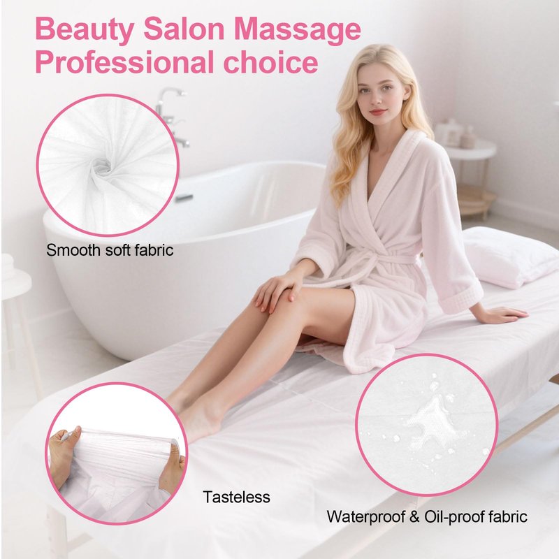 200 Piece Disposable Massage Table Sheets 31" x 71" - Non-Woven Fabric Bed Covers for Spa, Massage, Beauty & Tattoos - Breathable, Hygienic (White)