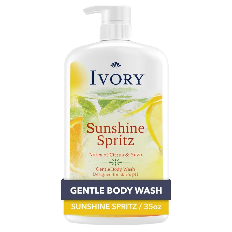 Ivory Body Wash, Designed for the Whole Family, Gentle Formula, Free of Dyes Heavy Perfumes, Parabens & Phthalates, Sunshine Spritz Scent, 35 oz