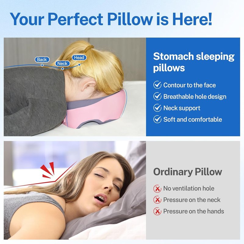 Skiennix Adjustable Face Down Pillow - Memory Foam Massage Cushion for Eye Surgery Recovery | Removable Cover
