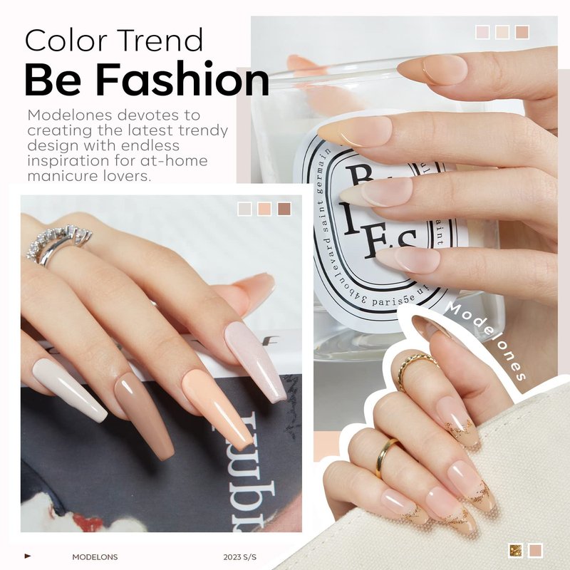 Modelones Nude Gel Nail Polish Set - 6 Neutral Colors for All Seasons | Soak Off Manicure Kit