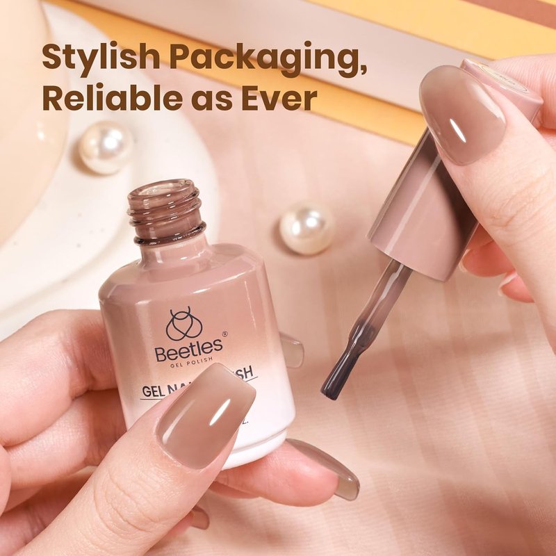 Beetles Brown Jelly Gel Nail Polish - 15ML Soft Brew Natural Nude Brown for Fall Nail Art
