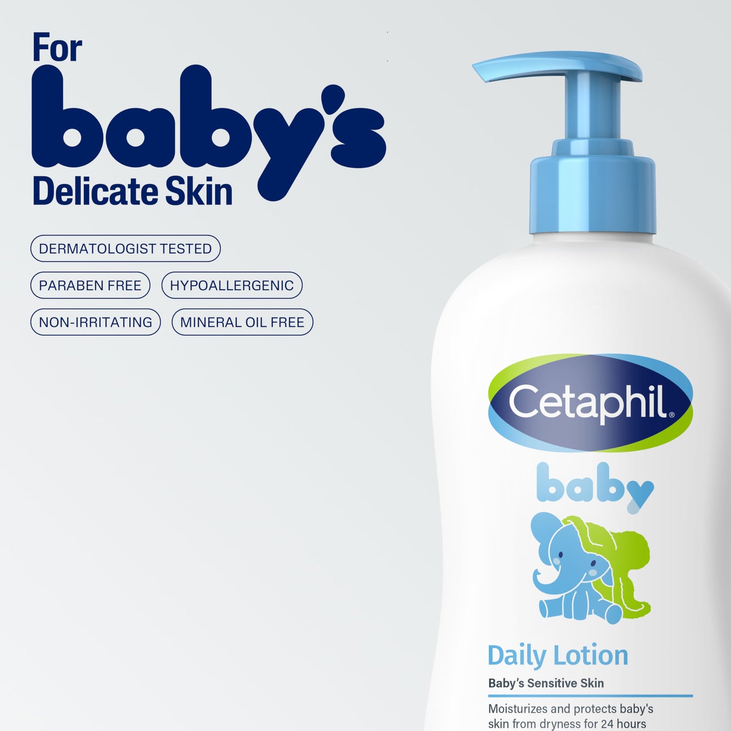 Cetaphil Baby Daily Lotion with Organic Calendula, 13.5 fl oz, Vitamin E, Sweet Almond & Sunflower Oils, Mineral Oil Free, Paraben Free, Dermatologist Tested, Clinically Proven for Sensitive Skin