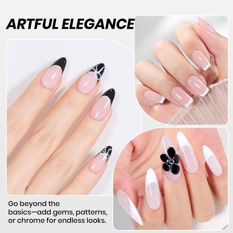 Beetles Black White Gel Polish Set - 2 Pcs 15ml Full Size Black And White Colors Polish French Nails Soak Off Led Nails Art Manicure Salon Diy at Home