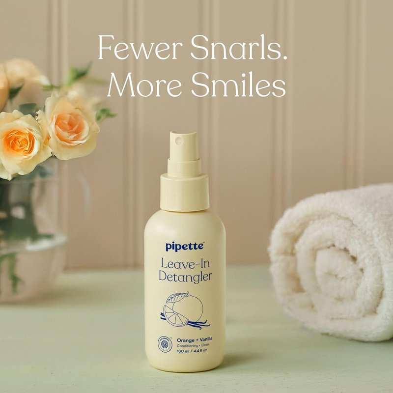 Pipette Leave-In Hair Detangler Spray for Kids - Silicone-Free, Moisturizing Formula | 4.4 Fl Oz, Orange & Vanilla Scent