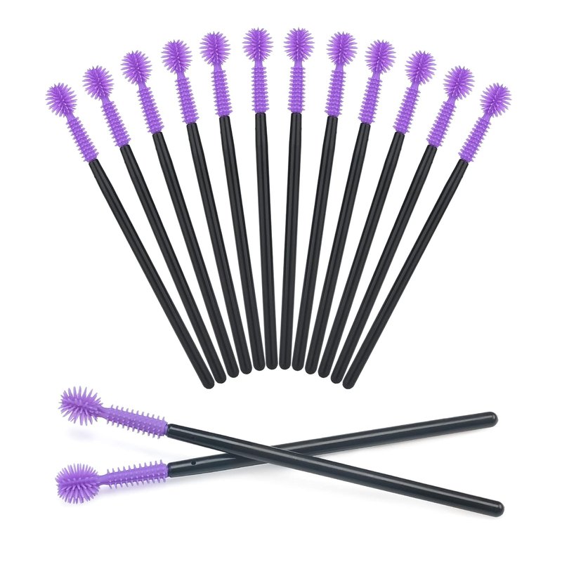 G2PLUS Silicone Eyelash Brushes - 50PCS Purple Disposable Mascara Wands & Eyebrow Spoolies