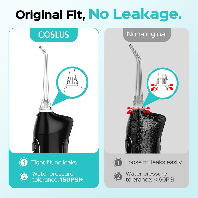 COSLUS Original Water Flosser Replacement Tips: Replacement Heads Compatible with COSLUS, Aquasonic, Nicwell, Oralfree, WELLFINE, Hangsun, Tovendor Water Dental Pick, Flosser Accessory, 5 Mix Jet Tips