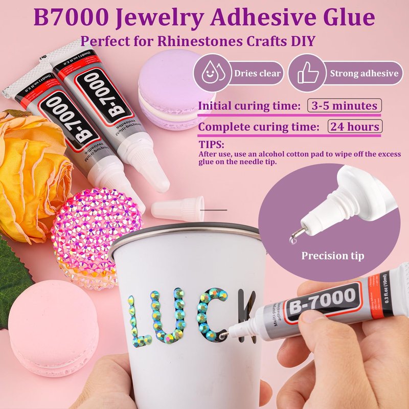 Resin Jelly Rhinestones - Dark Green AB Flatback Craft Gems | 1 Box with 3Pcs 10ml B7000 Glue for DIY Projects