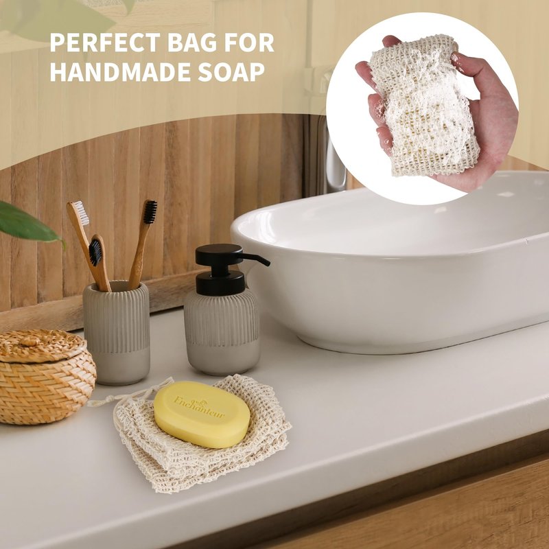 KEJJNYER 50 Pack Soap Saver Bags, Exfoliating Soap Pouch Bar Mesh Bags with Drawstring, Foaming and Drying Soaps Exfoliating Net for Bath and Shower