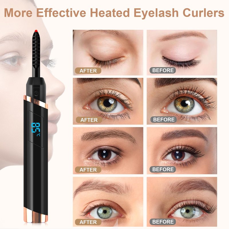 Heated Eyelash Curler- Eye lash Curlers Heat- 4 Temperature Mode- Rechargeable Lash Curler for Makeup Natural Curling Eye Lashes and 24 Hours Long Lasting - Black 2026 Updated New Model U3