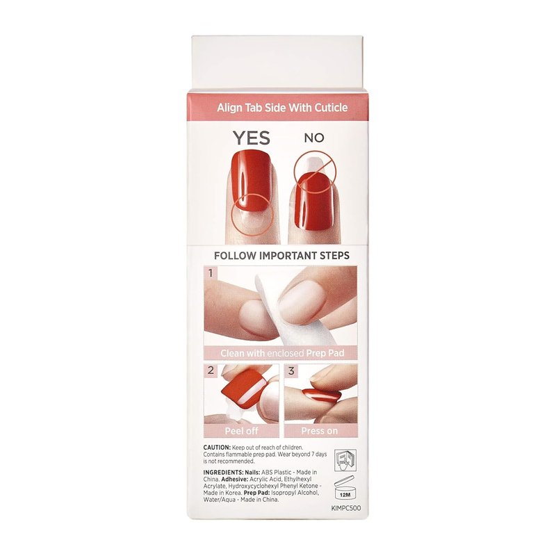 Kiss Impress No Glue Press-On Nails - 'Rain Check' Blue Squoval Design | Short Size, 30 Nails & Accessories