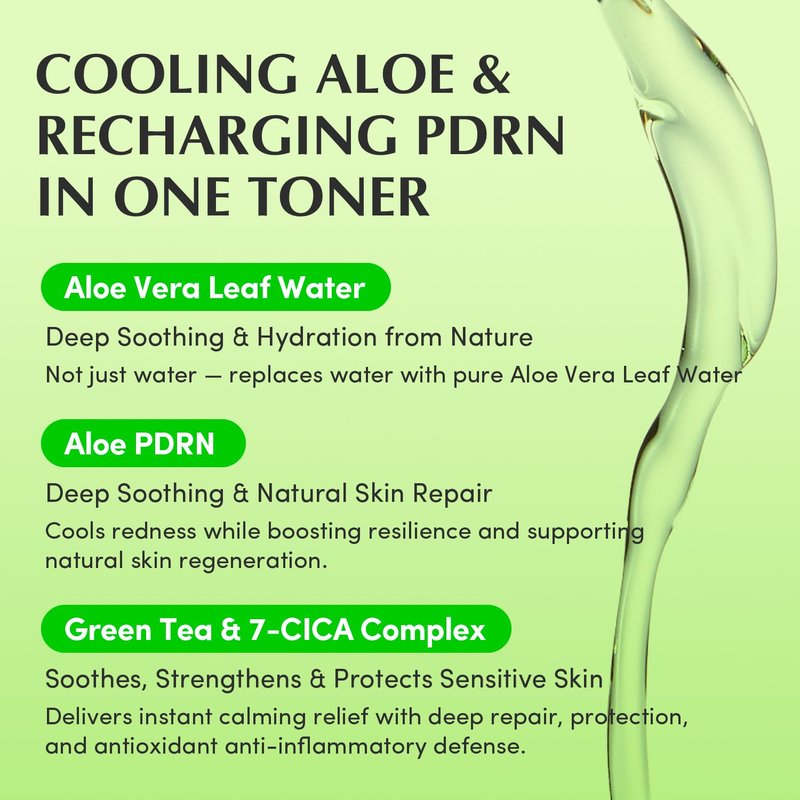 EQQUALBERRY Aloe PDRN Calming Toner - Instant Relief & Cooling for Sensitive Skin | Non-Comedogenic & Fungal Acne Safe | 5.07 fl. oz / 150ml