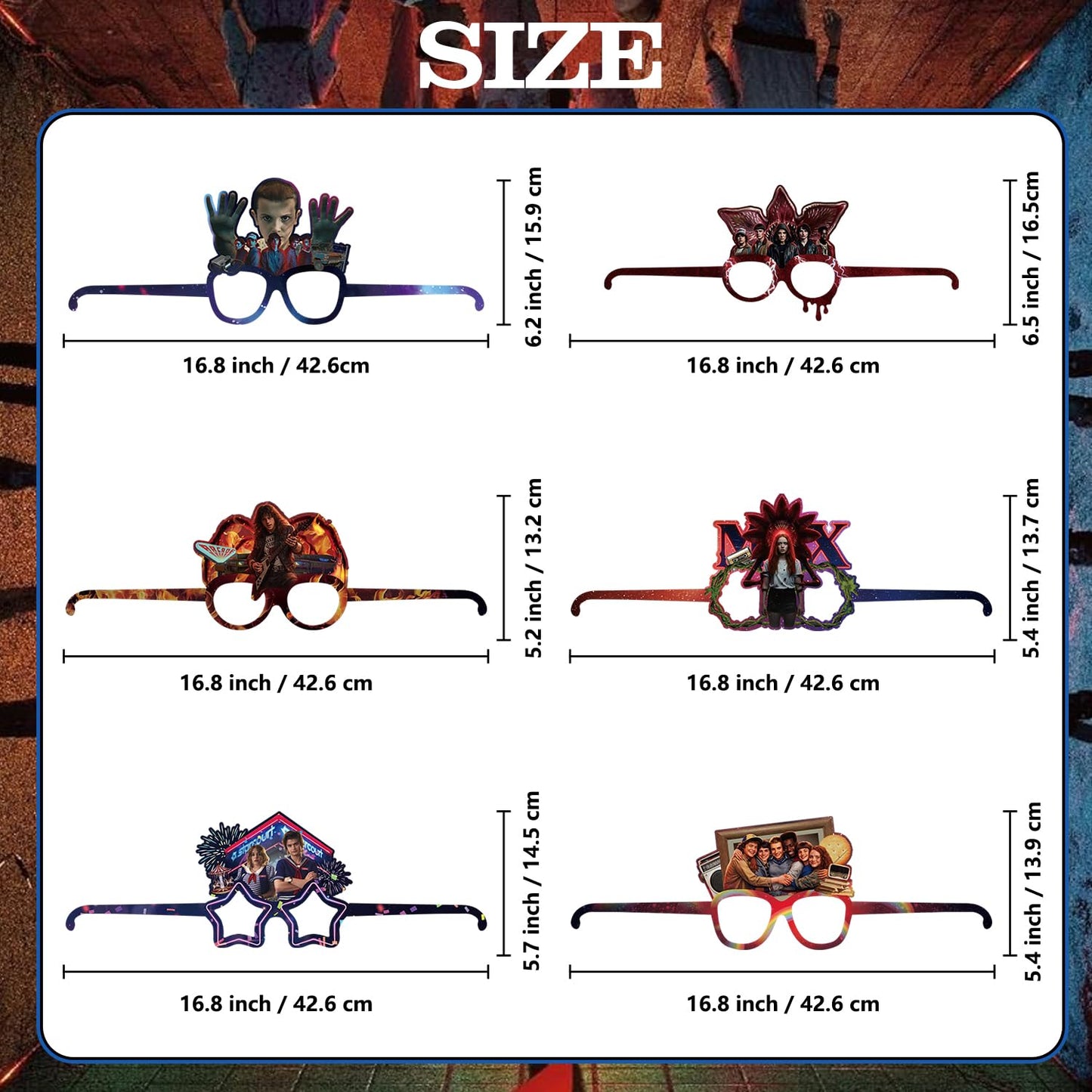 Teeo Deeo 12Pcs Stranger Themed Party Set: Decorative Glasses (Cosplay Style) - Ideal for Stranger Things Themed Birthday Parties & Party Gifts