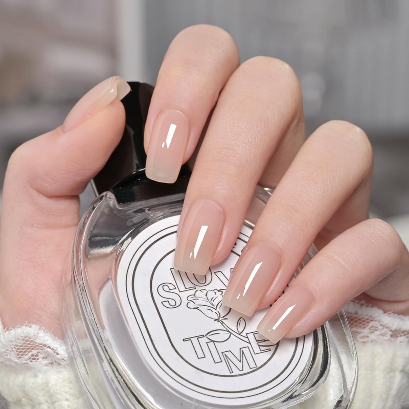 GAOY Nude Jelly Gel Nail Polish, 16ml Sheer Translucent Netural Soak Off Gel Polish, UV Light Cure for Nail Art DIY at Home, 2983 Pink Ripples