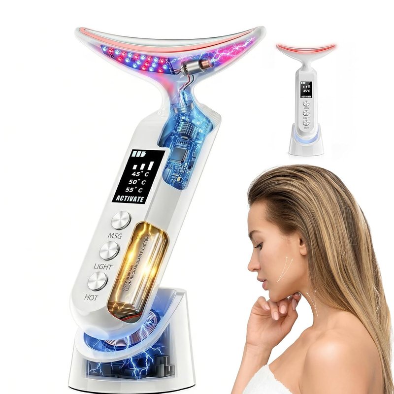 Skiennix Face Massager - 9-Color LED Facial Device for Neck Wrinkles & Skin Tightening - White