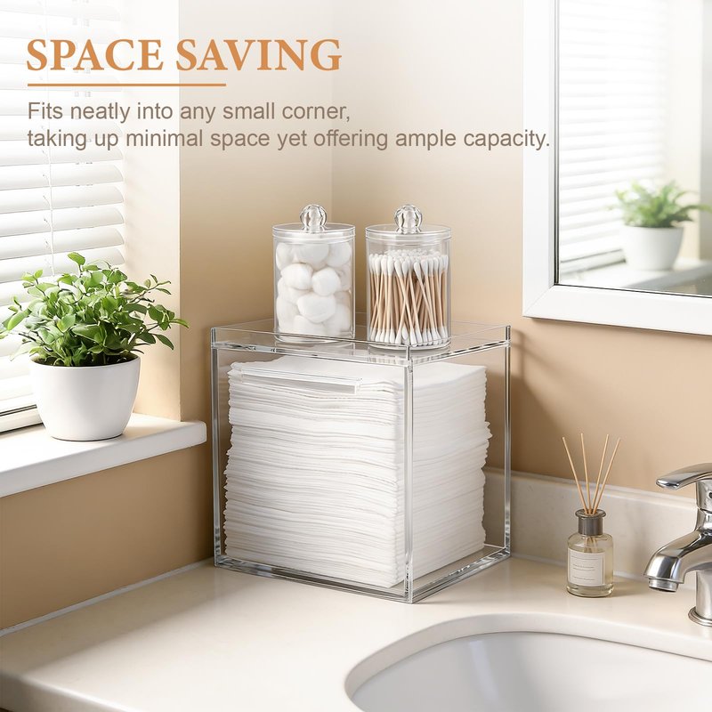 Disposable Face Towels Holder Compatible with Clean Skin Club Clean Towelettesl XL, Acrylic Box Bin with Drawer Bathroom Counter Storage for Vanity, Clear