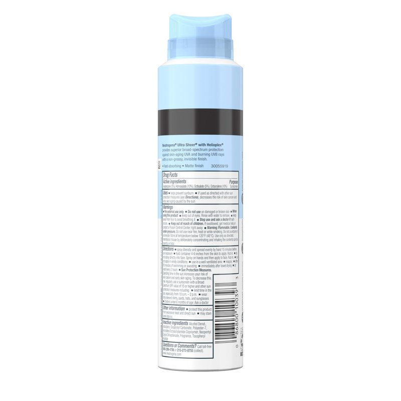 Neutrogena Ultra Sheer Sunscreen Spray SPF 45 Body Mist, Lightweight Non-Greasy Broad Spectrum UVA/UVB Protection, Oil-Free & Non-Comedogenic Water Resistant Spray Sunscreen (80 min), Pack of 3, 5 oz