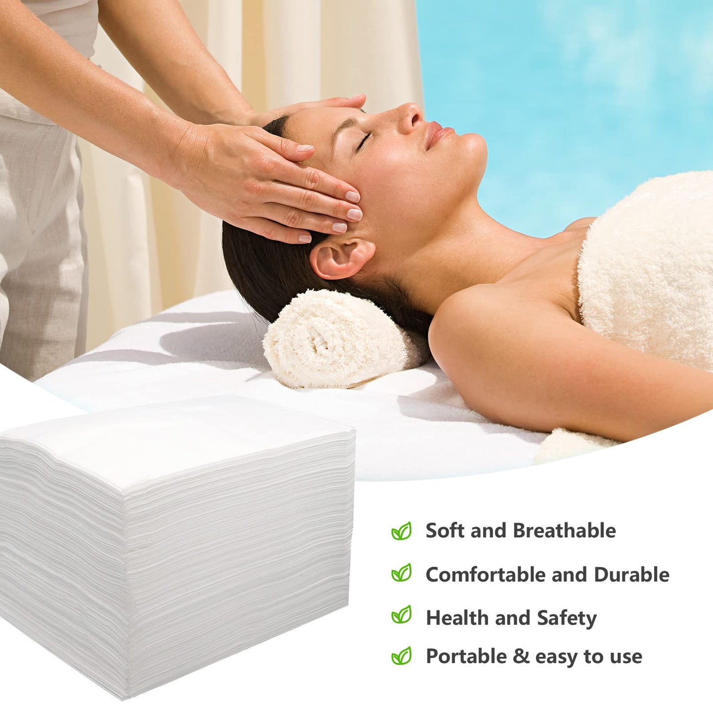 Tvvcalk 100pcs Massage Table Sheets, Disposable Bed Sheets Soft Non woven Fabric Spa Bed Sheets Breathable For Massage Beauty Salon Eyelash Wax Tattoo Bed Covers, 31" x 71" White