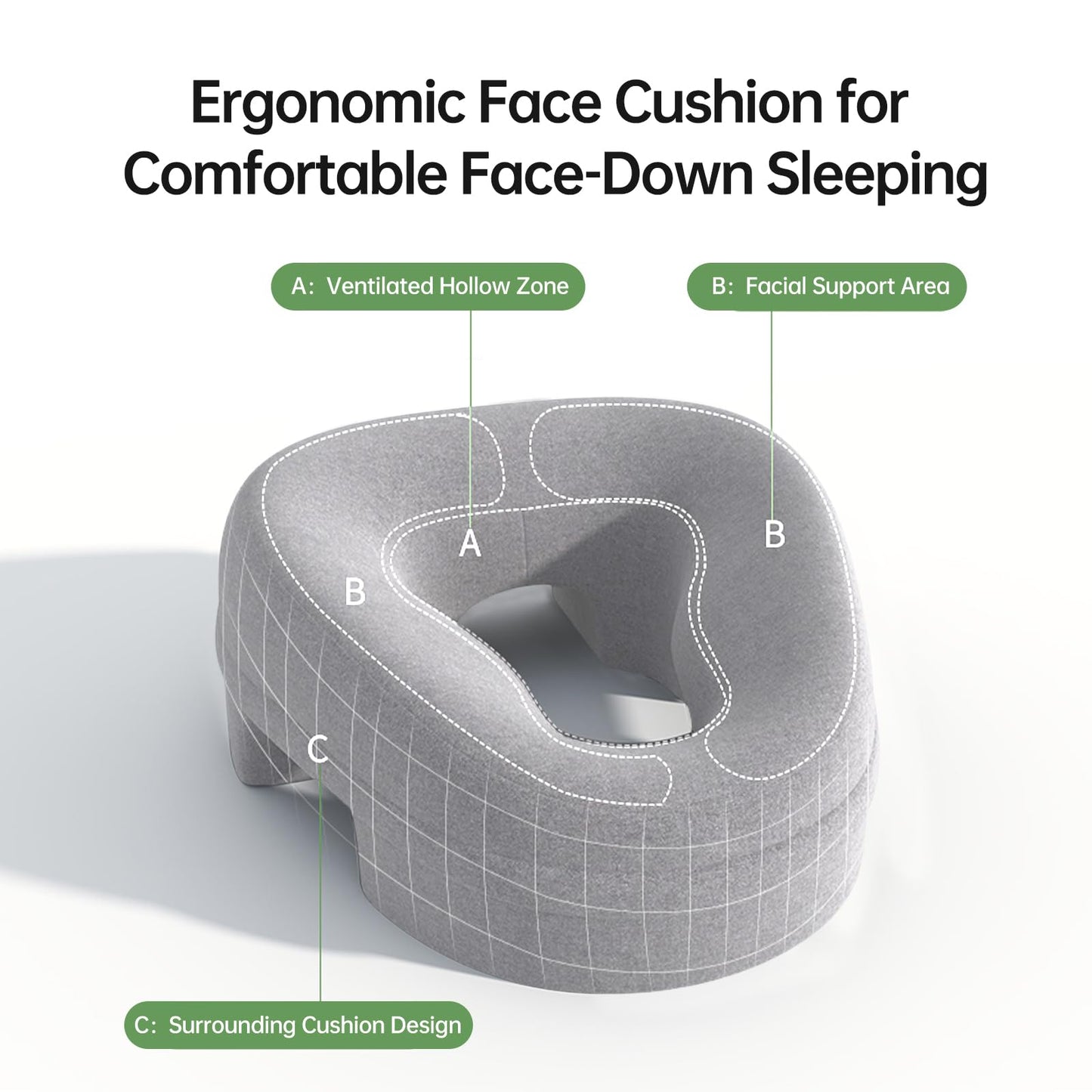 UTJZIB Face Down Pillow for Massage - Massage Headrest for Bed, Face Down Pillow for Sleeping, Post-Eye Surgery Recovery, and Beach Tanning, Massage Tools.