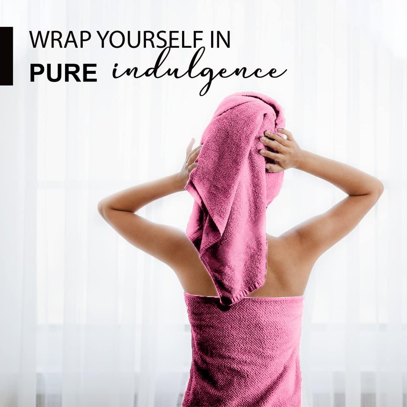 KAHAF COLLECTION 100% Cotton Bath Towels, 24x48 Pack of 6 Towels, Quick Dry, Highly Absorbent, Soft Feel Towel, Gym, Spa, Bathroom, Shower, Pool, Luxury Soft Towels (Pink, 24x48-6 Pack)
