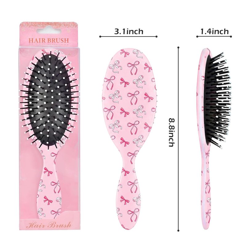 Detangling Hair Brush for Girls - Pain-Free Curly Hair Brush with Pink Bow Design | Ideal for Kids