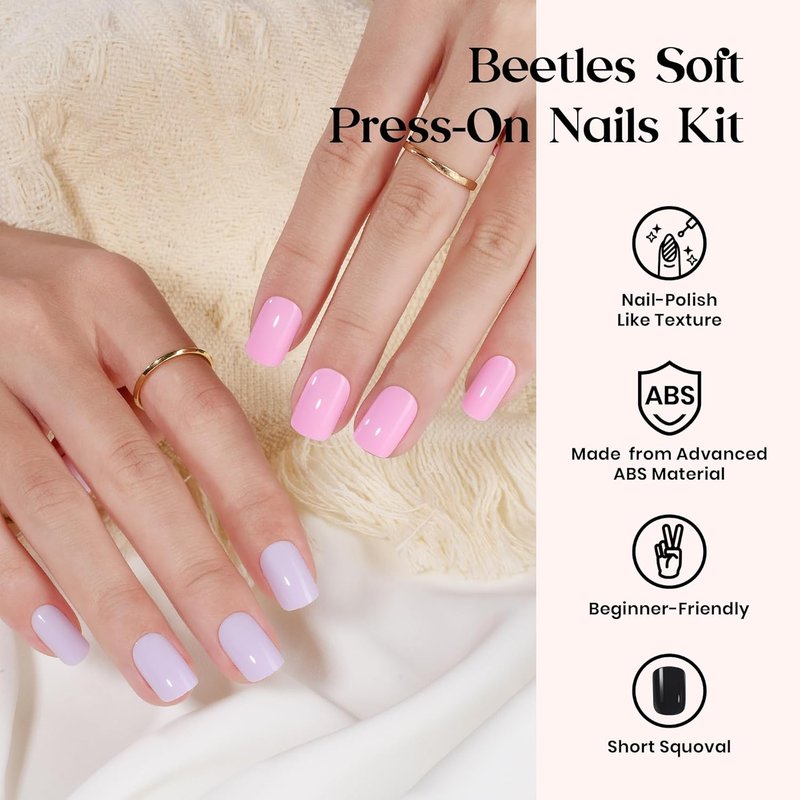 Beetles Press On Nails Kit - 720 Pcs Prism Pop Short Square Nails | 24 Colors, Glossy & Matte Finishes