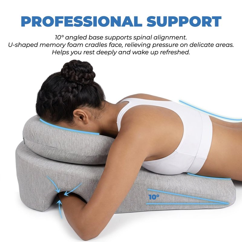 Face Down Pillow for Sleeping, BBL, Massage, Memory Foam, Face Cradle for Stomach Sleeping, Eye Surgery Vitrectomy Recovery Equipment, Prone Pillow for Home Massage, Removable and Washable Cover
