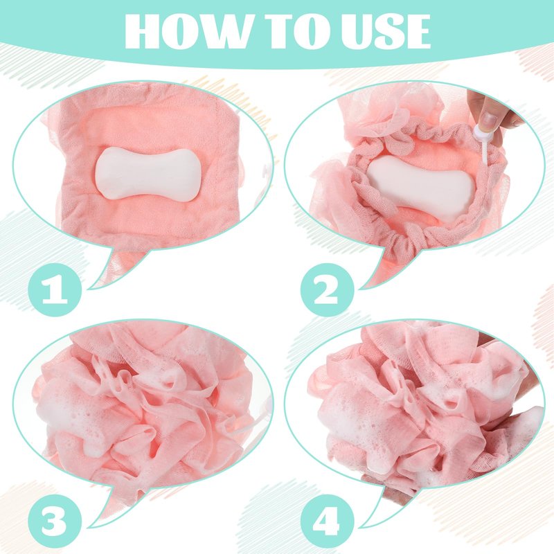 2 Pack Bar Soap Pouch Loofah 2 in 1 Bath Sponge Washable Bar Soap Loofah Washcloth Body Scrubber with Drawstring for Shower(White, Pink)