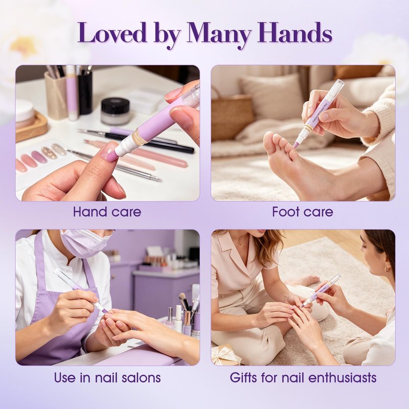 2-in-1 Ceramic Cuticle Oil Pusher Pen, Nail Cuticle Pen Applicator, Cuticles Remover Pens for Hangnails, Dry& Damaged Nails, Strengthen Brighten Repair & Nourish Nails