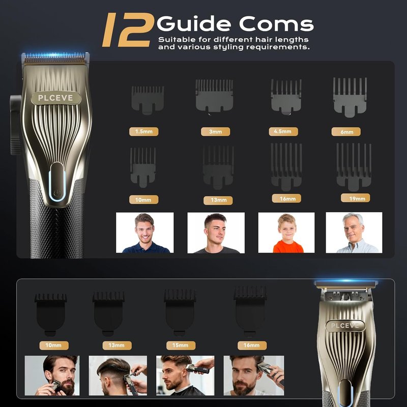 Skiennix Hair Clipper - Professional Electric Hair Cutting Set with 7500RPM Motor & LCD Display | Cordless Grooming Kit for Men