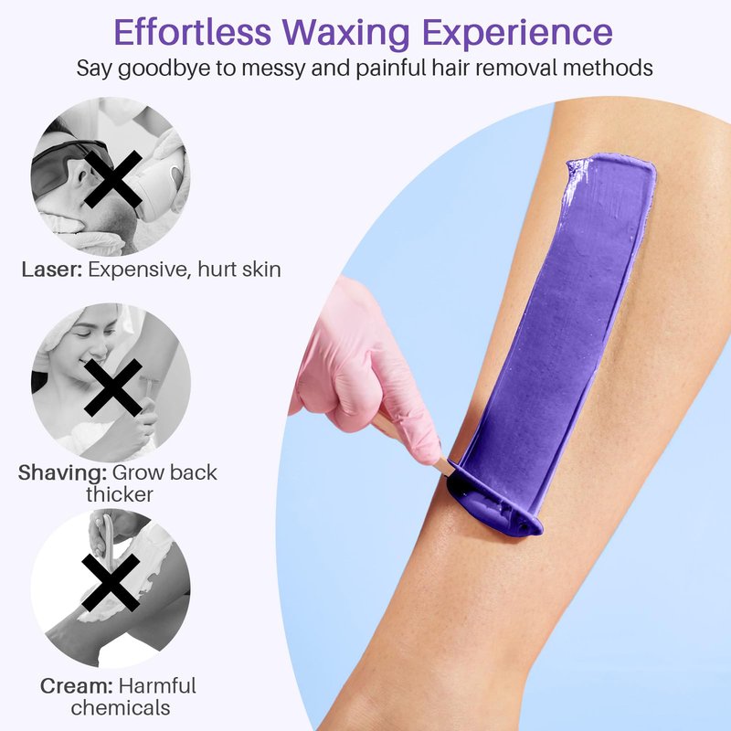 BLITZWAX Lavender Hard Wax Beads for Hair Removal - 1lb Coarse Hair Formula - Painless Wax for Sensitive Skin, Face, Full Body, Bikini - At-Home Waxing Beads for Women Men