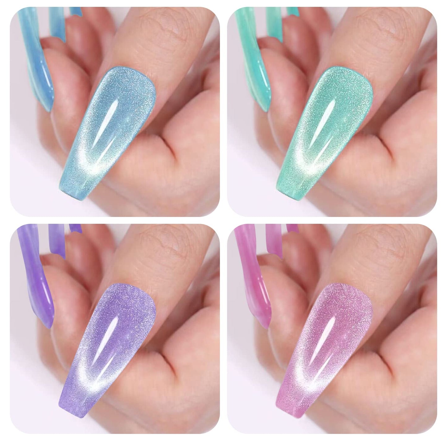 Vishine Galaxy Cat Eye Holographic Glitter Gel Nail Polish Set - 6 Colors, Soak Off, 8ml | Starry Sky Effect