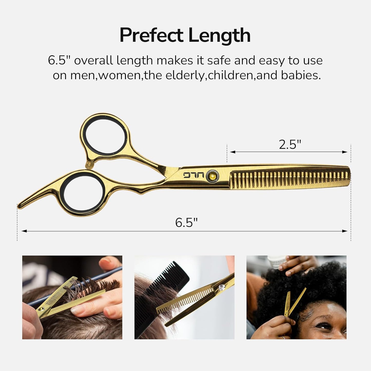 ULG Professional Hair Cutting Scissors Kit - Japanese Stainless Steel Thinning Shears | 6.5 Inch Gold Finish