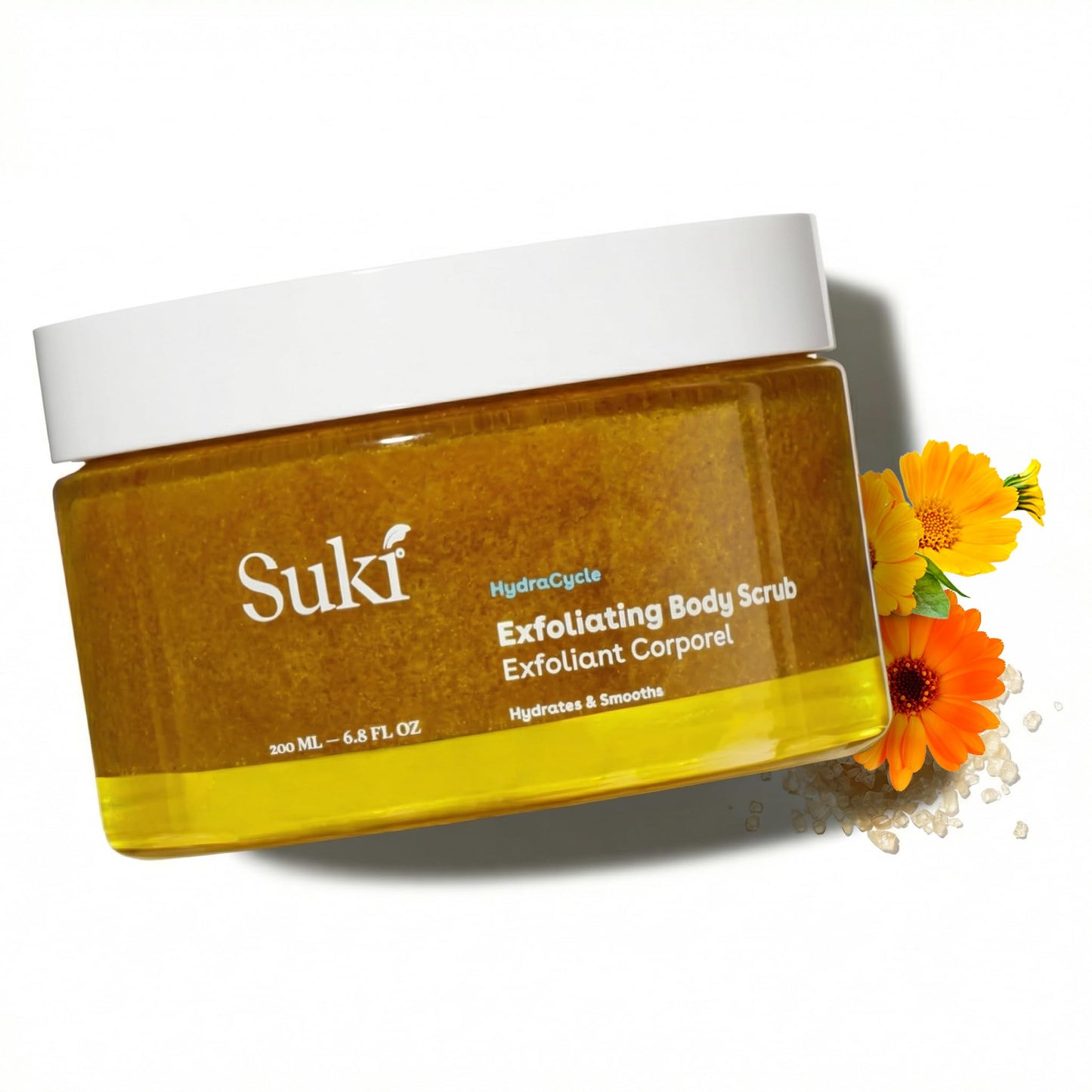 Suki Exfoliating Body Scrub With Calendula Oil and Alpha Hydroxy Acid, Hydrating And Deep Cleaning Sugar Scrub, 6.09 Oz